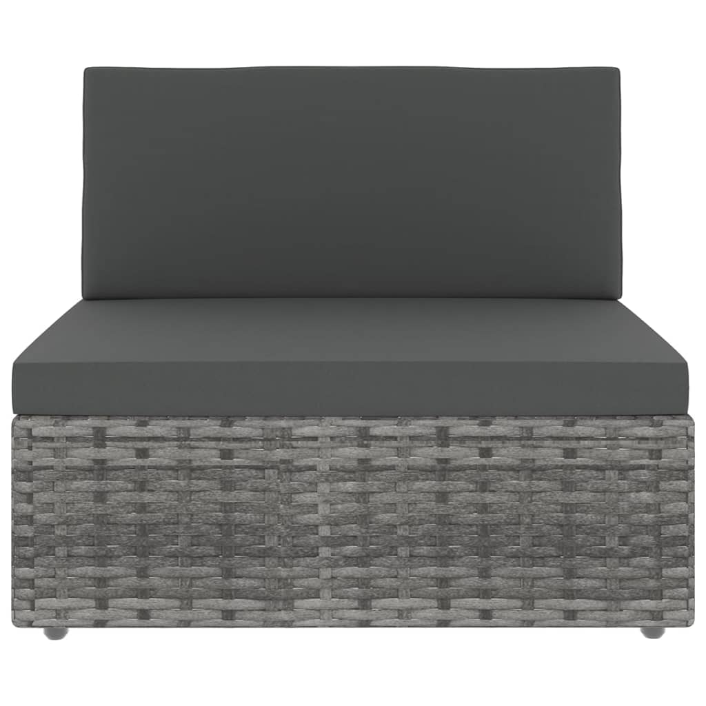 4-Tlg. Garten-Lounge-Set Mit Kissen Grau Poly Rattan