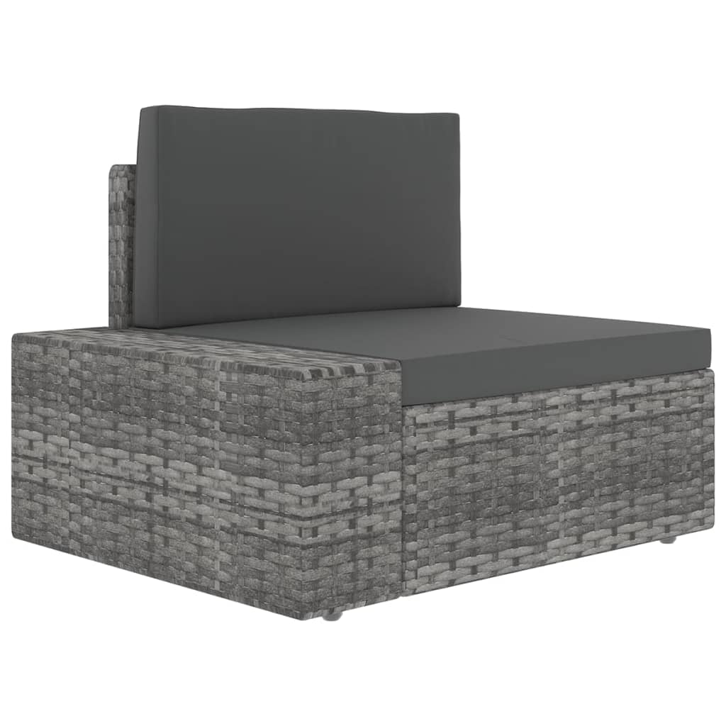 4-Tlg. Garten-Lounge-Set Mit Kissen Grau Poly Rattan