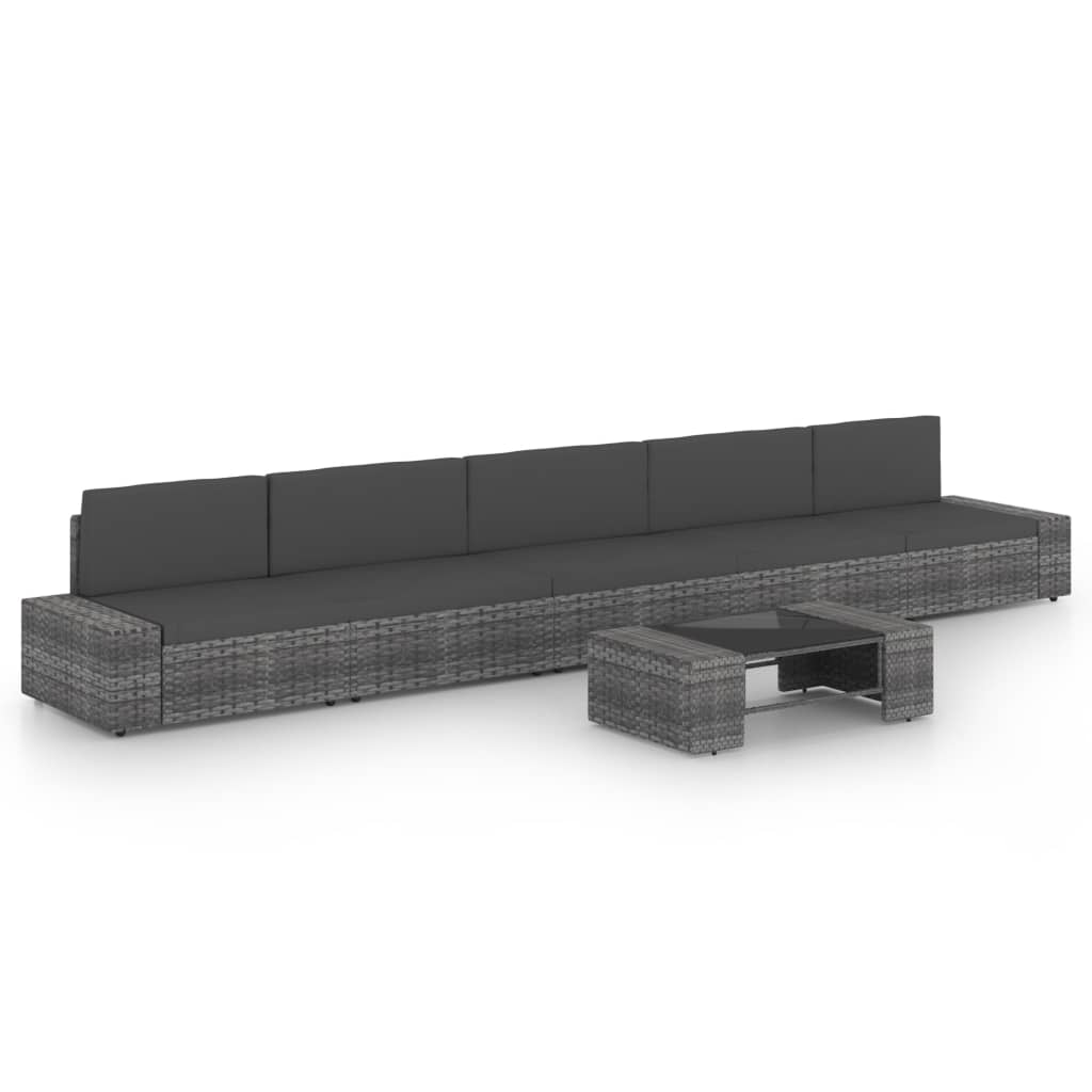 4-Tlg. Garten-Lounge-Set Mit Kissen Grau Poly Rattan