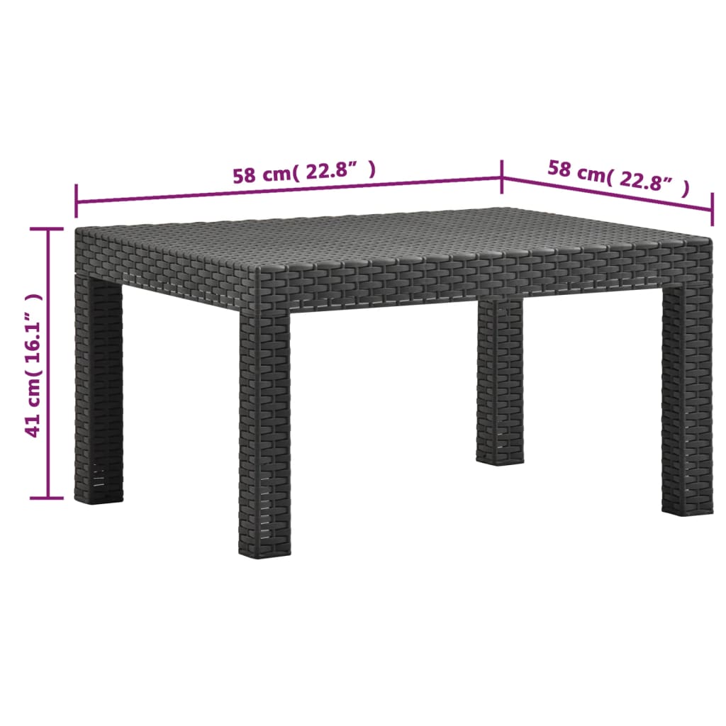 3-Tlg. Garten-Lounge-Set Mit Kissen Pp Rattan Anthrazit