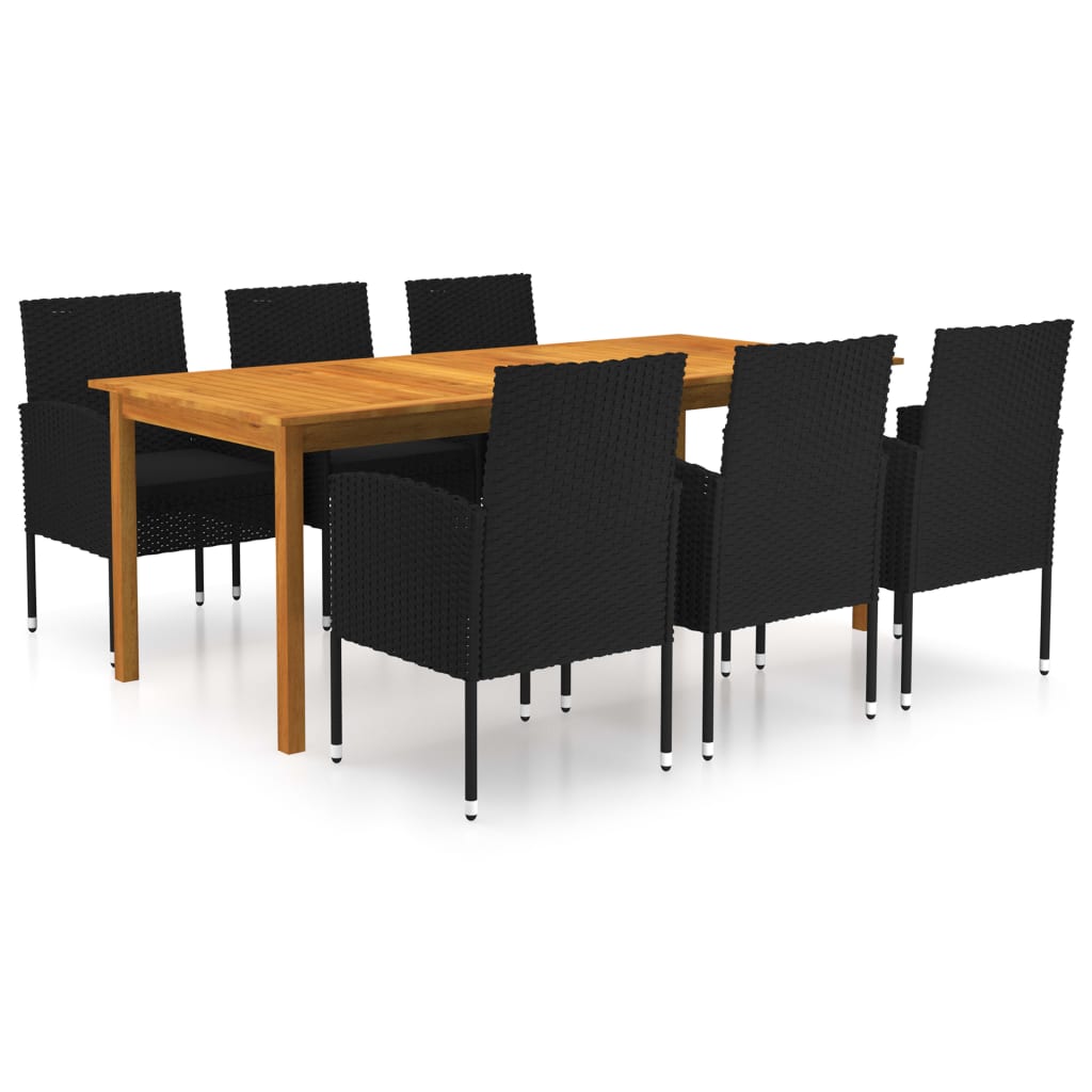 7-Tlg. Garten-Essgruppe Schwarz