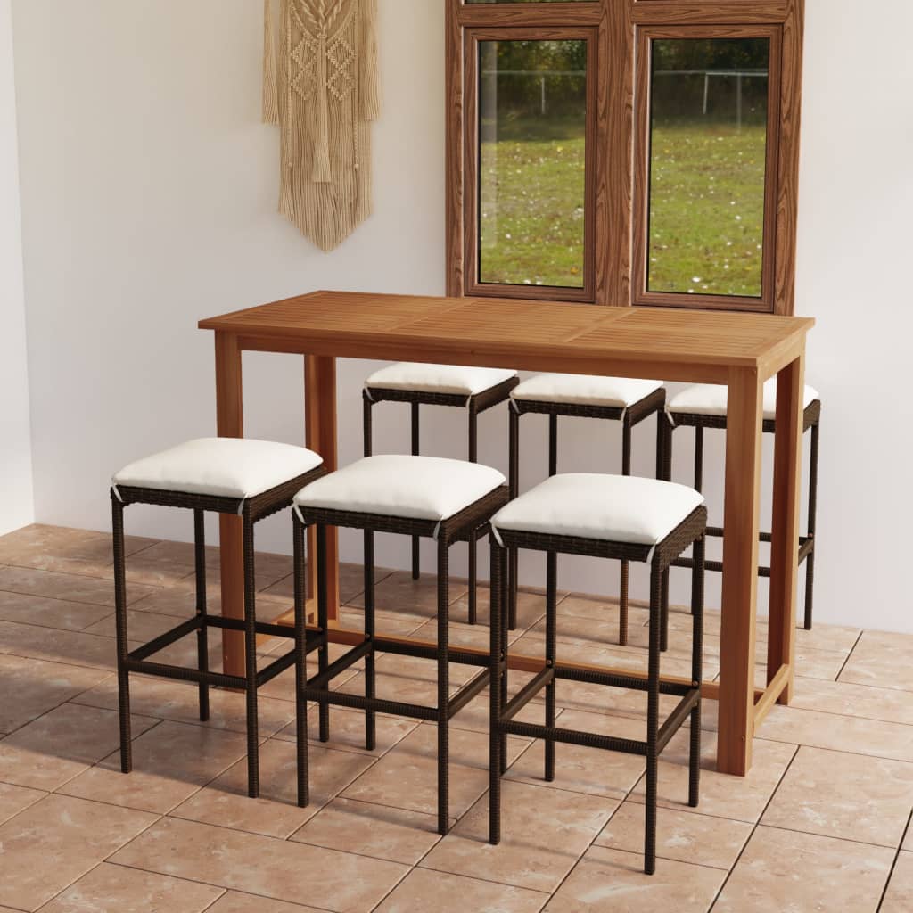 7-Tlg. Gartenbar-Set Mit Kissen
