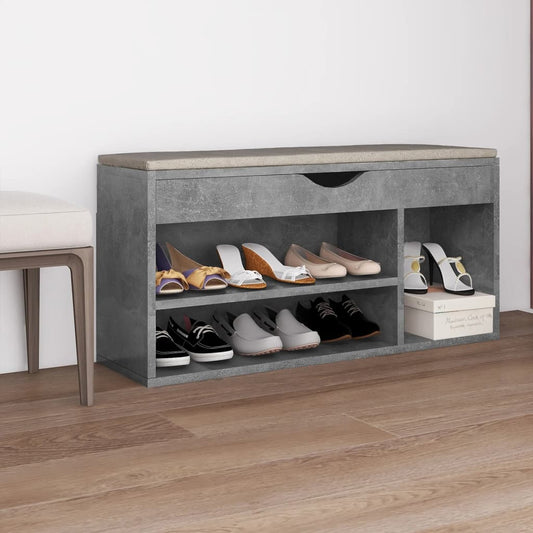 Schuhbank Mit Kissen 104X30X49 Cm Holzwerkstoff Betongrau