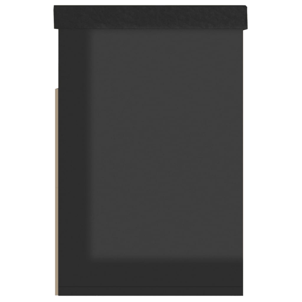 Schuhbank Mit Kissen 80X30X47Cm Holzwerkstoff Hochglanz-Schwarz