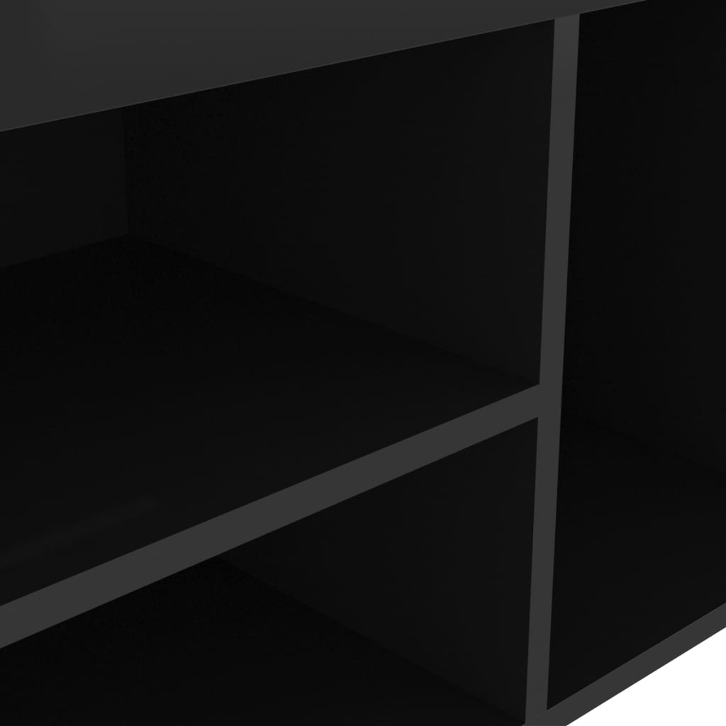 Schuhbank Mit Kissen 80X30X47Cm Holzwerkstoff Hochglanz-Schwarz