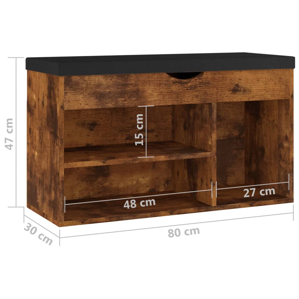 Schuhbank Mit Kissen 80X30X47 Cm Holzwerkstoff Räuchereiche