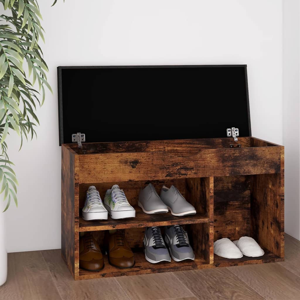 Schuhbank Mit Kissen 80X30X47 Cm Holzwerkstoff Räuchereiche