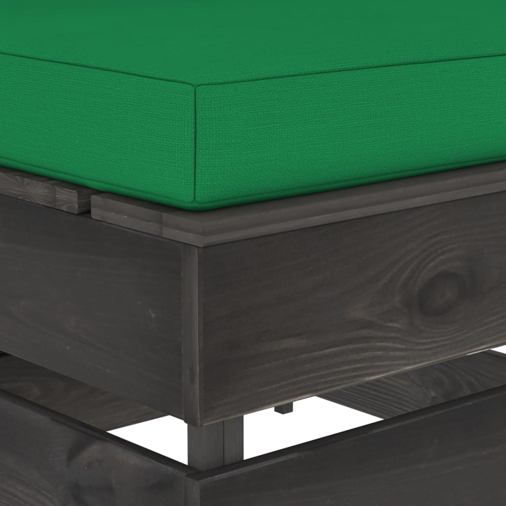 Modulares Mittelsofa Mit Kissen Grau Imprägniertes Holz