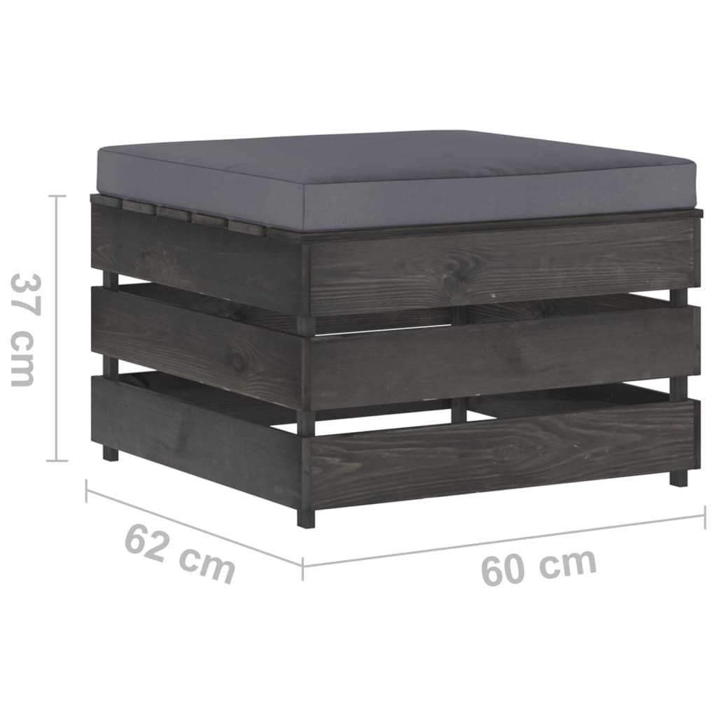 2-Tlg. Garten-Lounge-Set Mit Kissen Grau Imprägniertes Holz