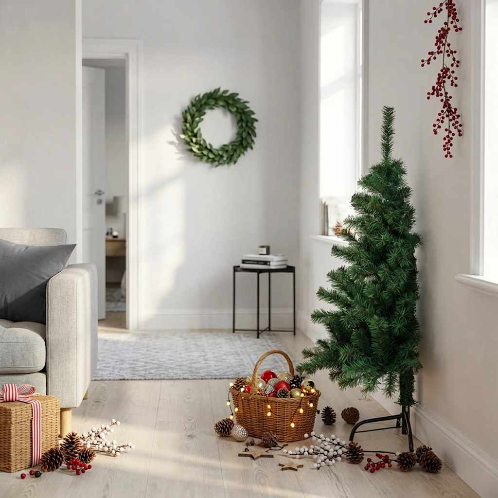 Künstlicher Halb-Weihnachtsbaum Mit Ständer 150 Cm Pvc Grün