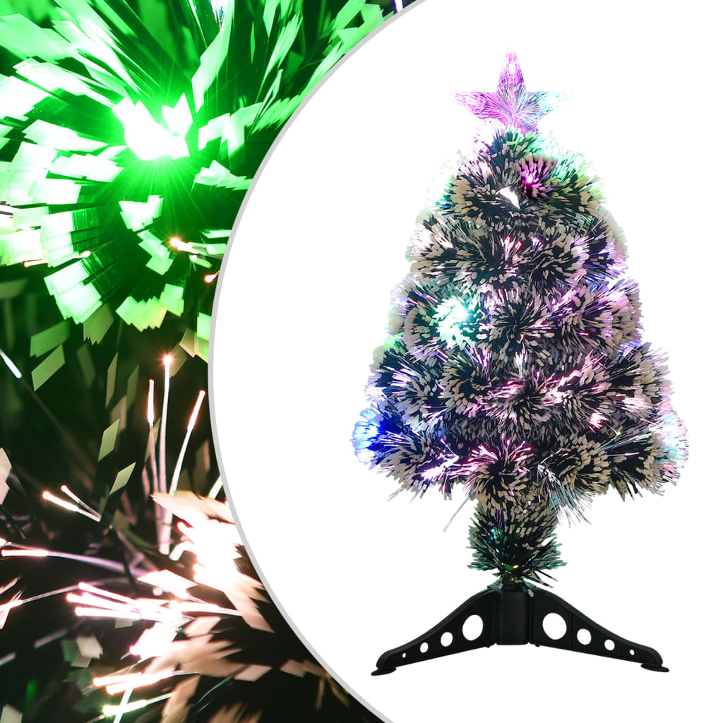 Weihnachtsbaum Mit Beleuchtung 64Cm Glasfaser Grün Und Weiß