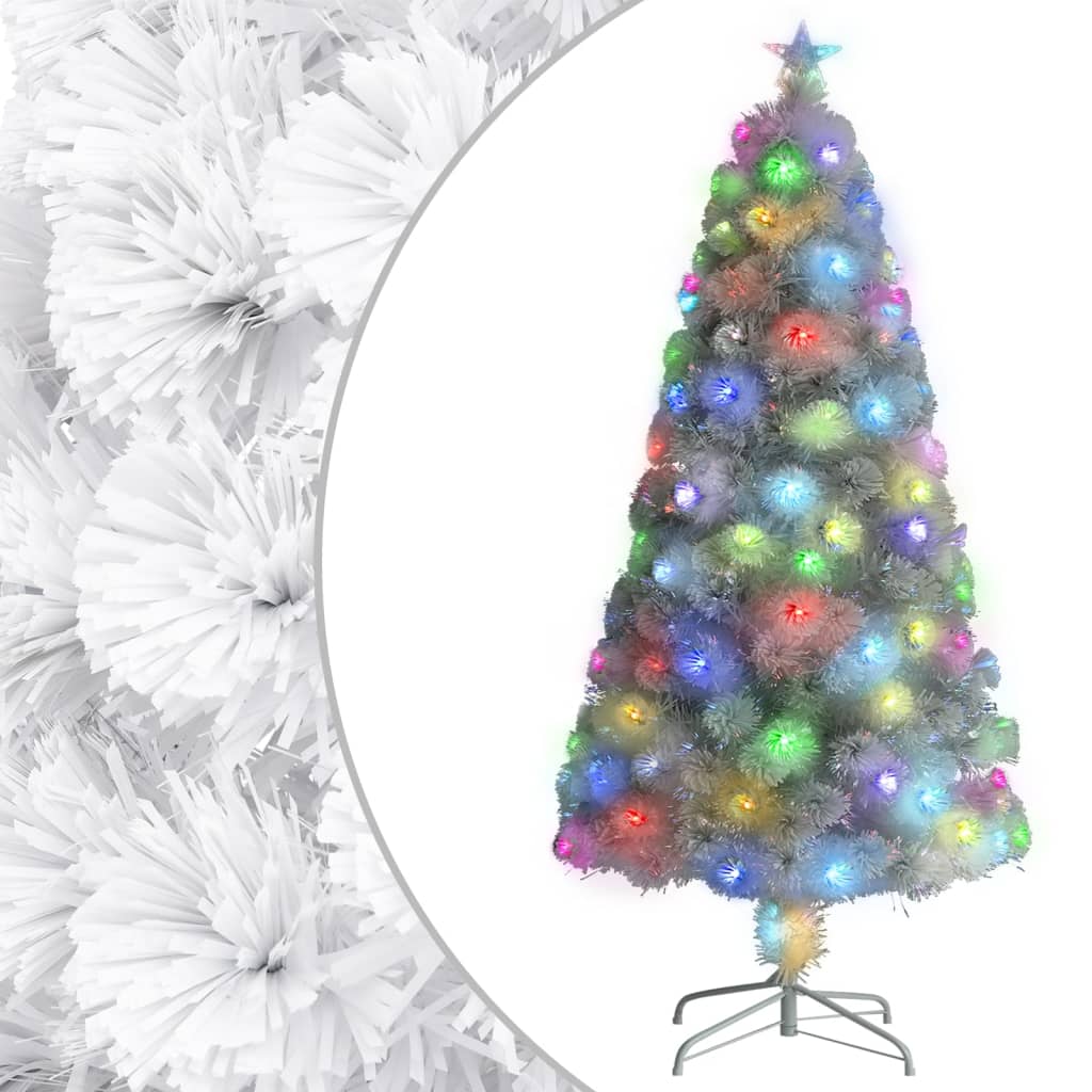 Künstlicher Weihnachtsbaum Mit Beleuchtung Glasfaser Weiß