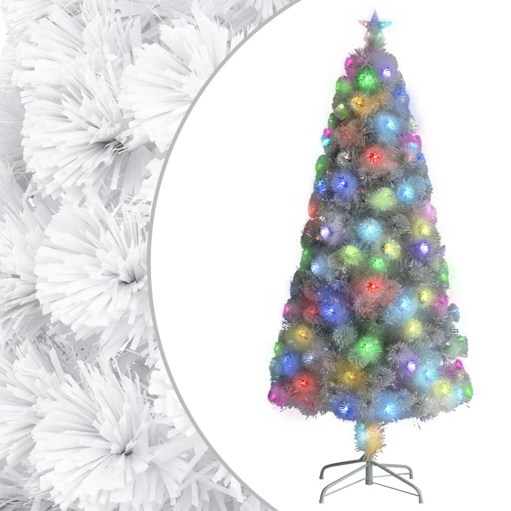 Künstlicher Weihnachtsbaum Mit Beleuchtung Glasfaser Weiß