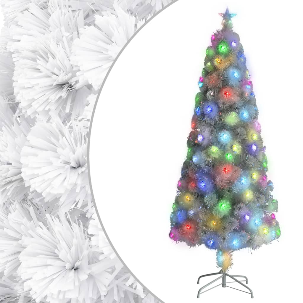 Künstlicher Weihnachtsbaum Mit Beleuchtung Glasfaser Weiß