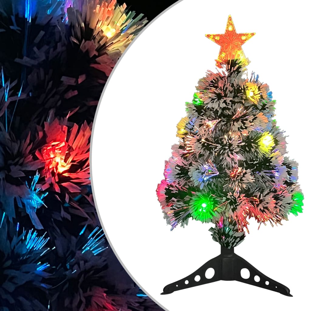 Künstlicher Weihnachtsbaum Mit Beleuchtung Glasfaser Weiß Und Blau
