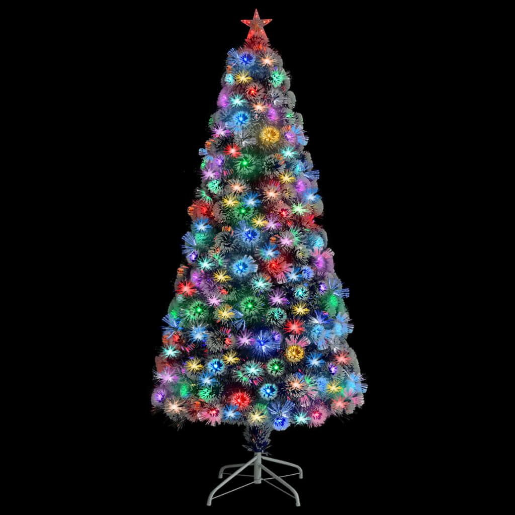Künstlicher Weihnachtsbaum Mit Beleuchtung Glasfaser Weiß Und Blau
