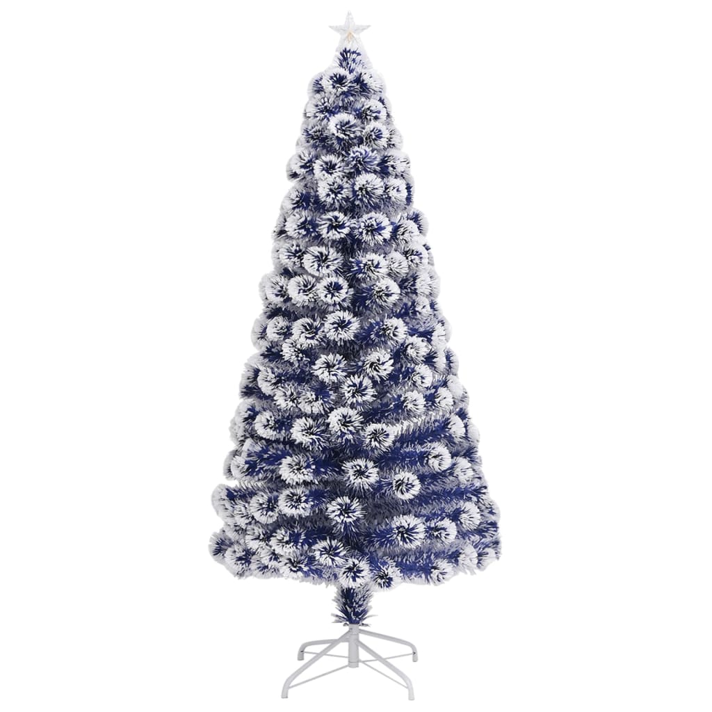 Künstlicher Weihnachtsbaum Mit Beleuchtung Glasfaser Weiß Und Blau