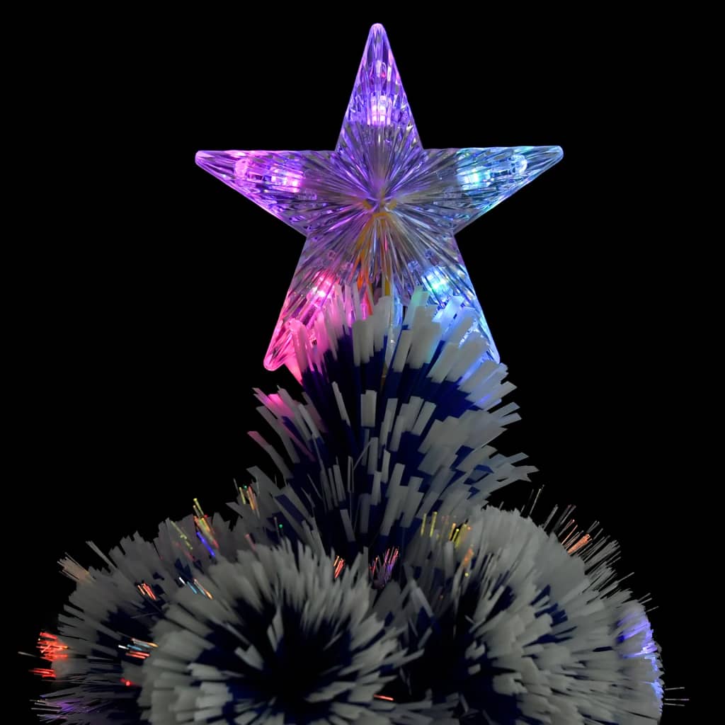 Künstlicher Weihnachtsbaum Mit Beleuchtung Glasfaser Weiß Und Blau