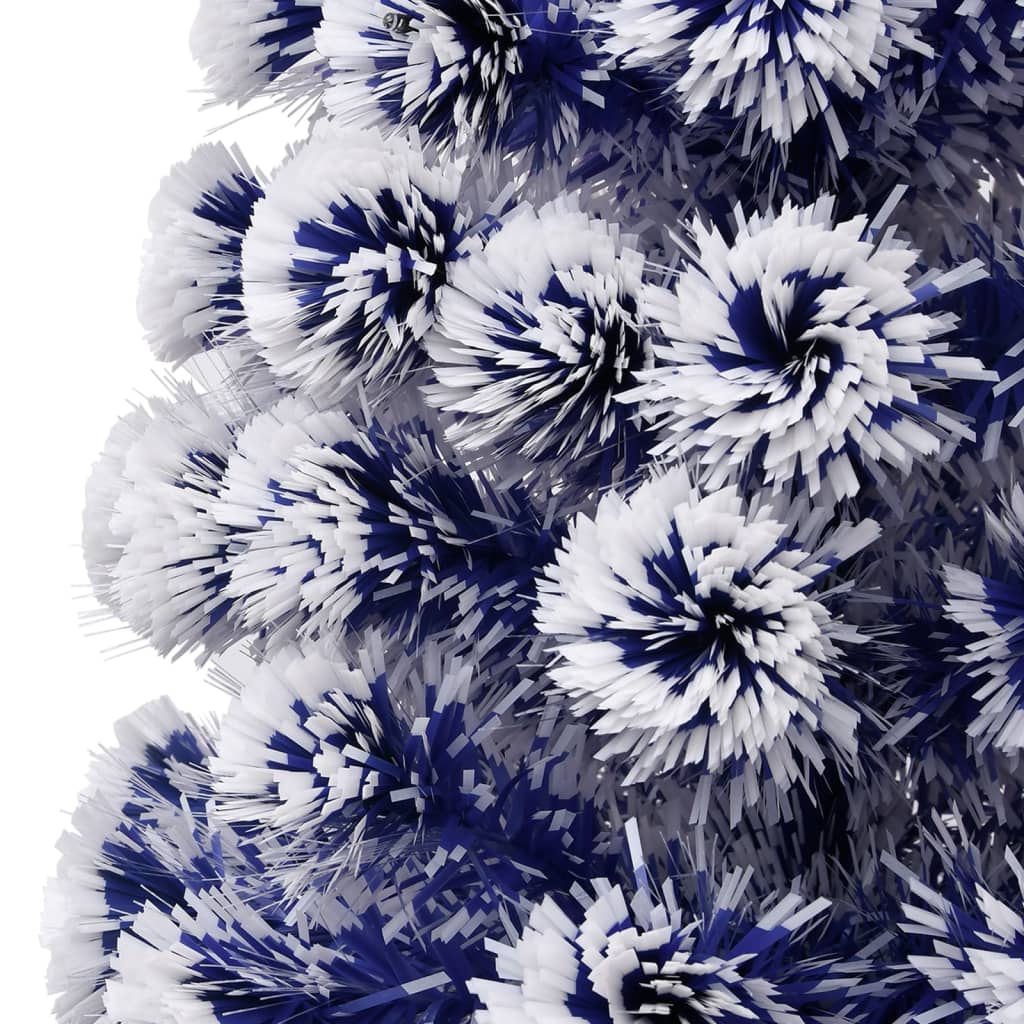 Künstlicher Weihnachtsbaum Mit Beleuchtung Glasfaser Weiß Und Blau