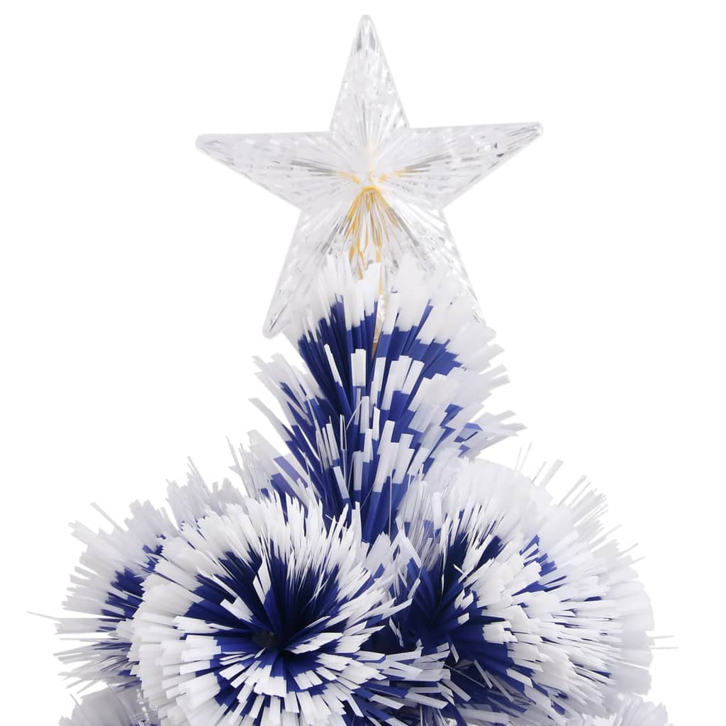 Künstlicher Weihnachtsbaum Mit Beleuchtung Glasfaser Weiß Und Blau