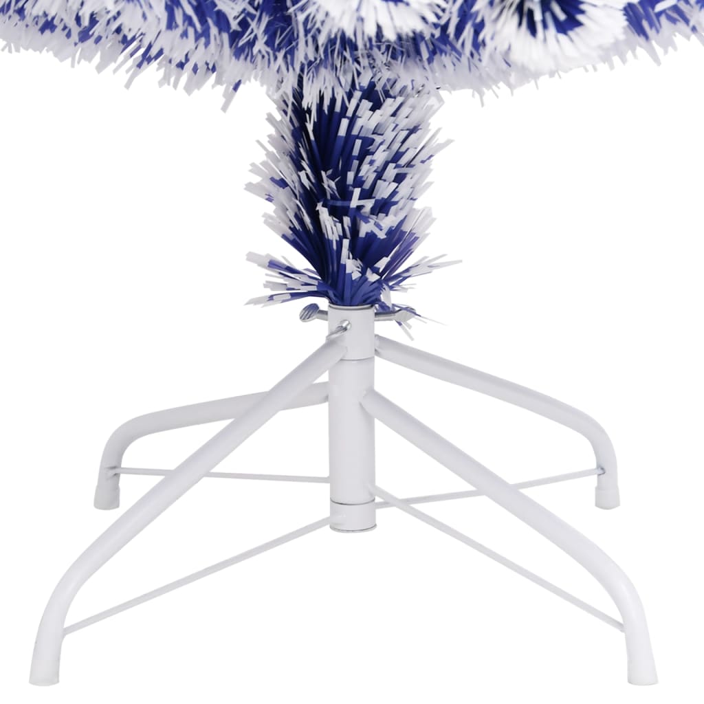 Künstlicher Weihnachtsbaum Mit Beleuchtung Glasfaser Weiß Und Blau