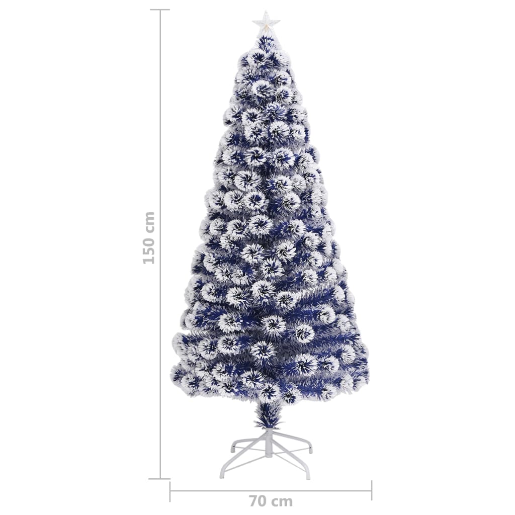 Künstlicher Weihnachtsbaum Mit Beleuchtung Glasfaser Weiß Und Blau