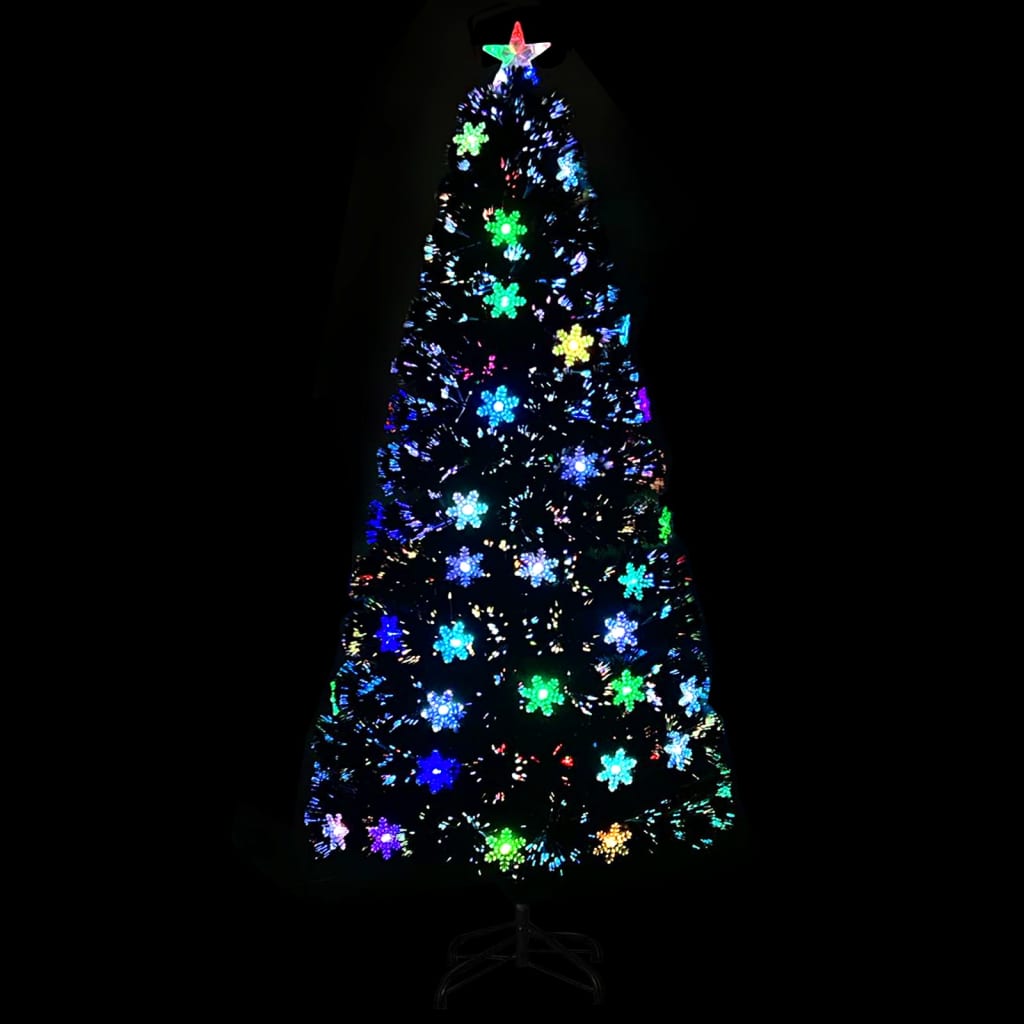 Weihnachtsbaum Mit Led-Schneeflocken Schwarz 150 Cm Fiberoptik Weiß