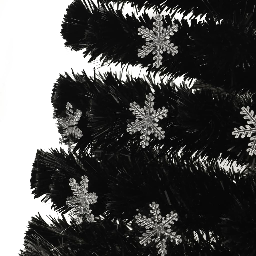 Weihnachtsbaum Mit Led-Schneeflocken Schwarz 150 Cm Fiberoptik Weiß
