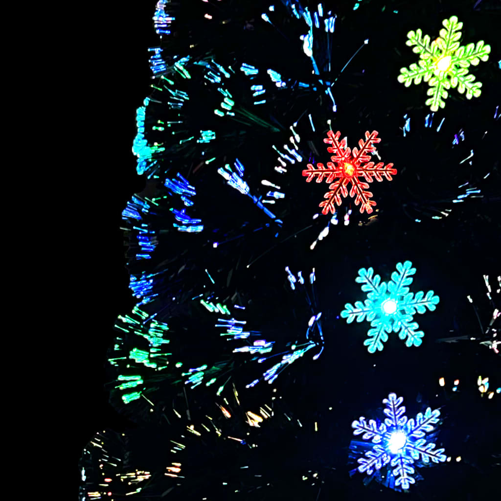 Weihnachtsbaum Mit Led-Schneeflocken Schwarz 150 Cm Fiberoptik Weiß