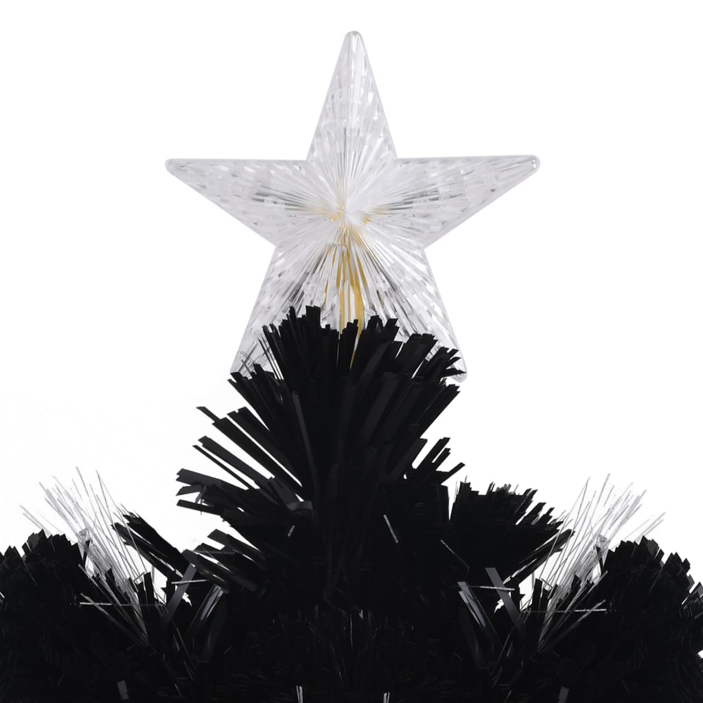 Weihnachtsbaum Mit Led-Schneeflocken Schwarz 150 Cm Fiberoptik Weiß