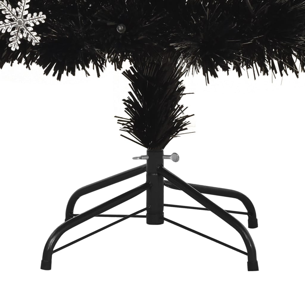 Weihnachtsbaum Mit Led-Schneeflocken Schwarz 150 Cm Fiberoptik Weiß