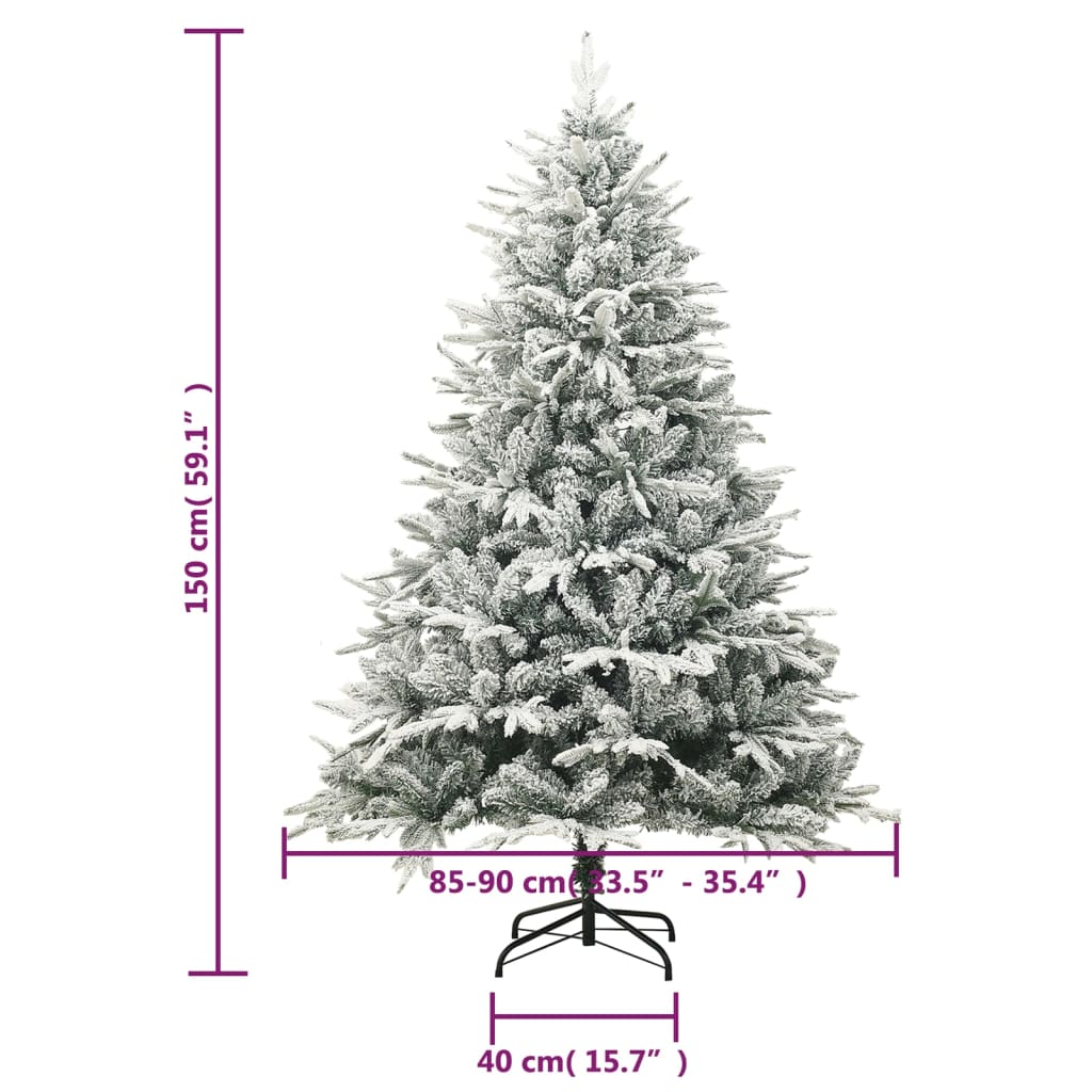 Künstlicher Weihnachtsbaum Beschneit Grün 150 Cm Pvc Pe Weiß