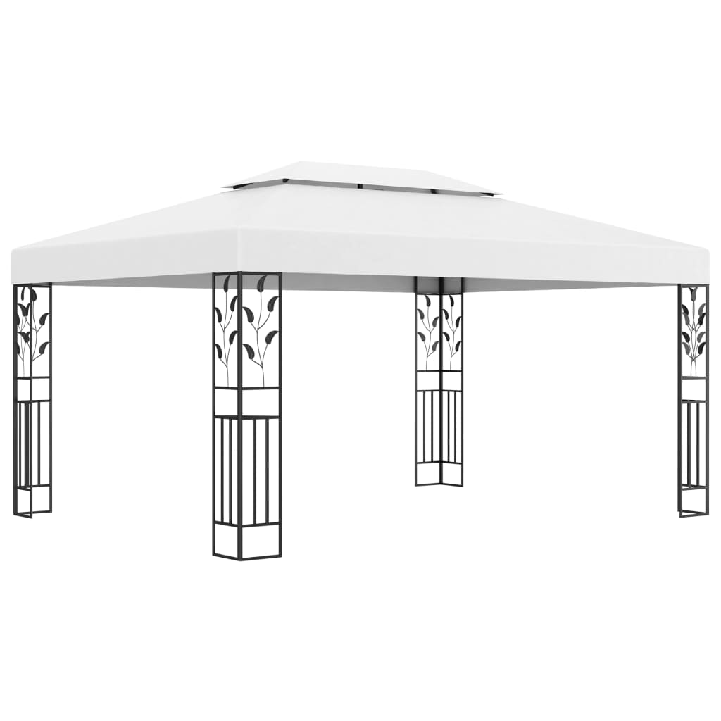 Pavillon Mit Doppeldach & Led-Lichterkette 3X4 M