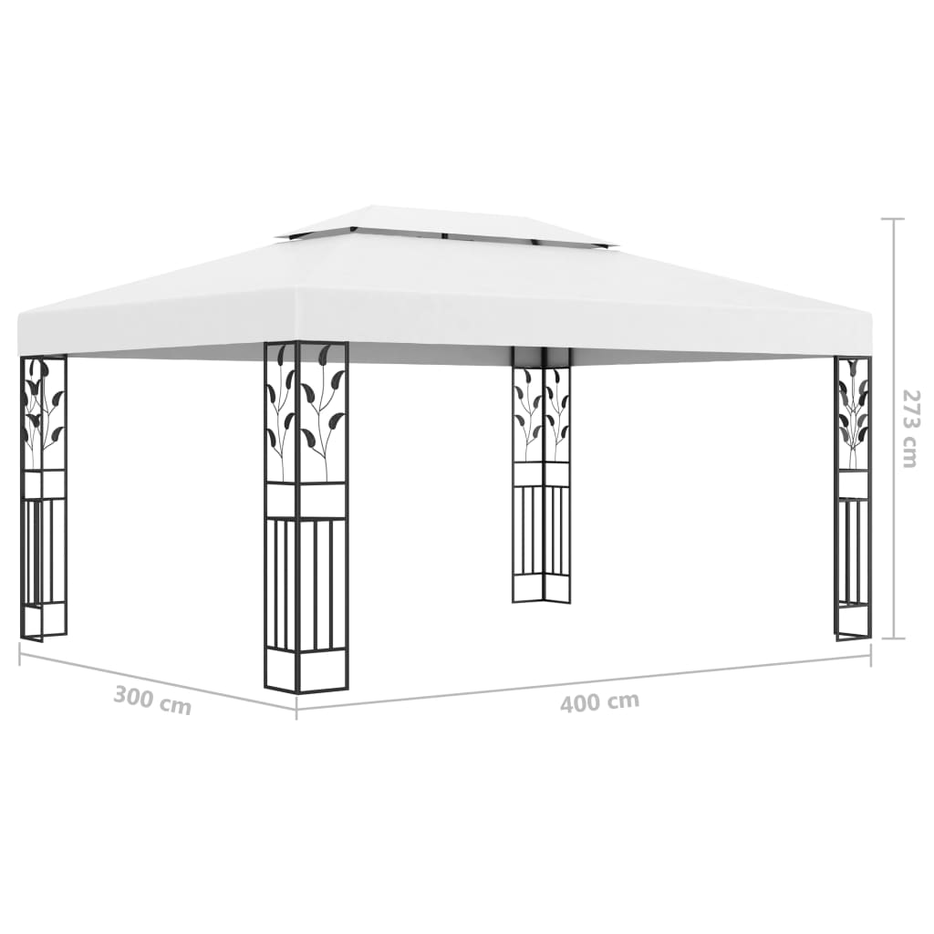 Pavillon Mit Doppeldach & Led-Lichterkette 3X4 M