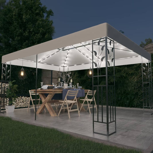 Pavillon Mit Doppeldach & Led-Lichterkette 3X4 M