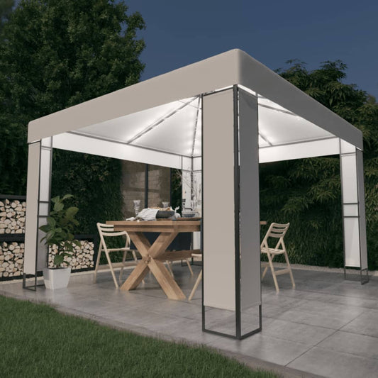 Pavillon Mit Doppeldach & Led-Lichterkette 3X3 M