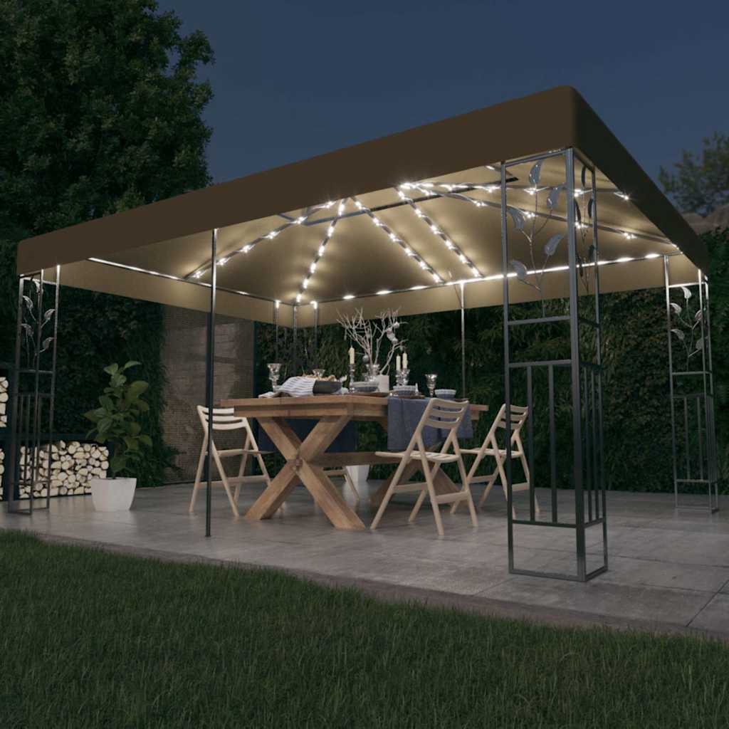 Pavillon Mit Doppeldach & Led-Lichterkette 3X4 M