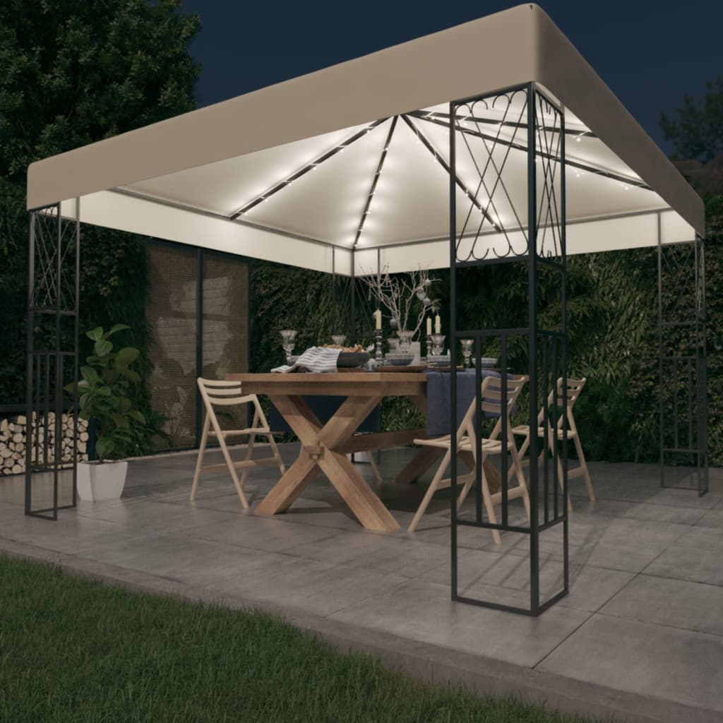 Pavillon Mit Led-Lichterkette Stoff