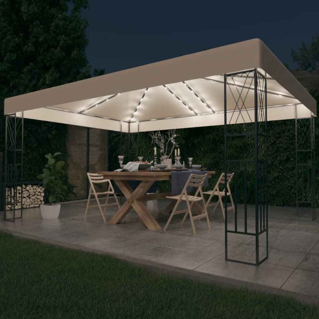 Pavillon Mit Led-Lichterkette Stoff