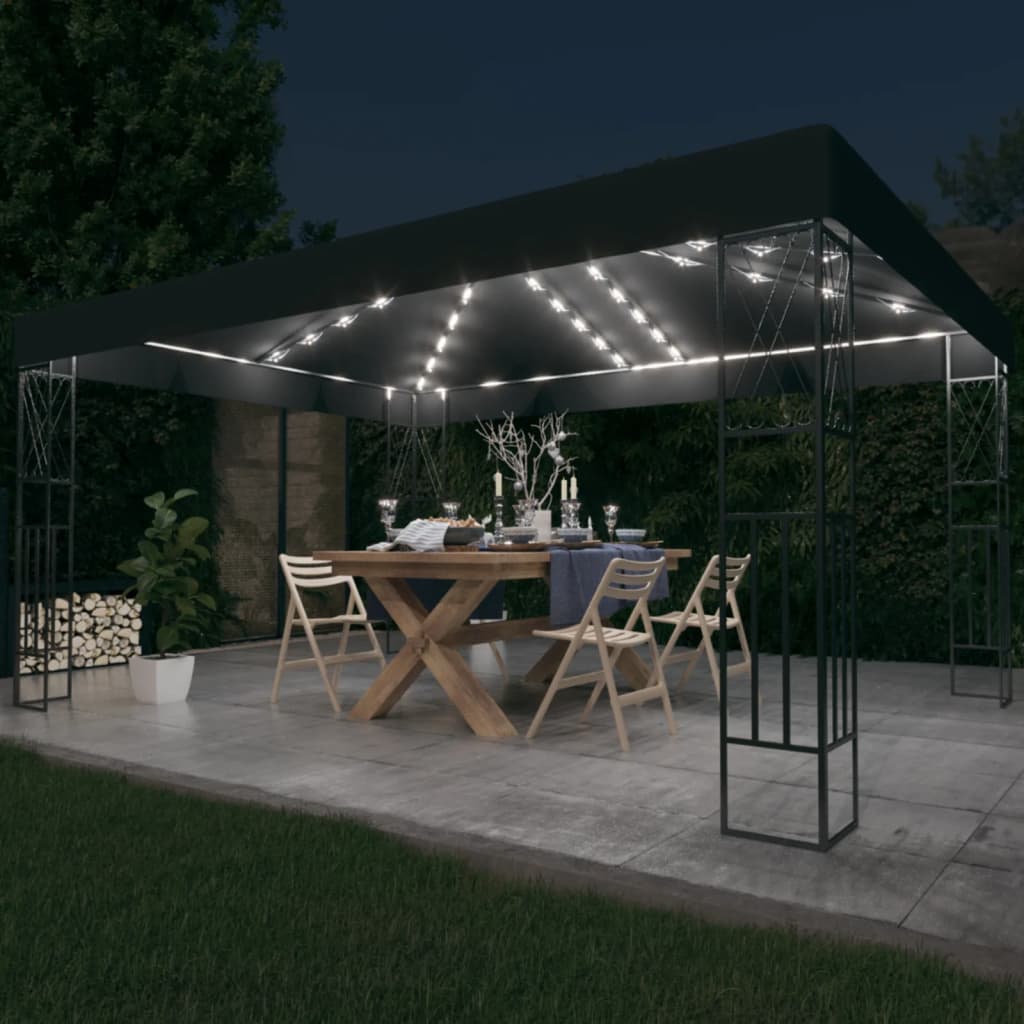 Pavillon Mit Led-Lichterkette Stoff