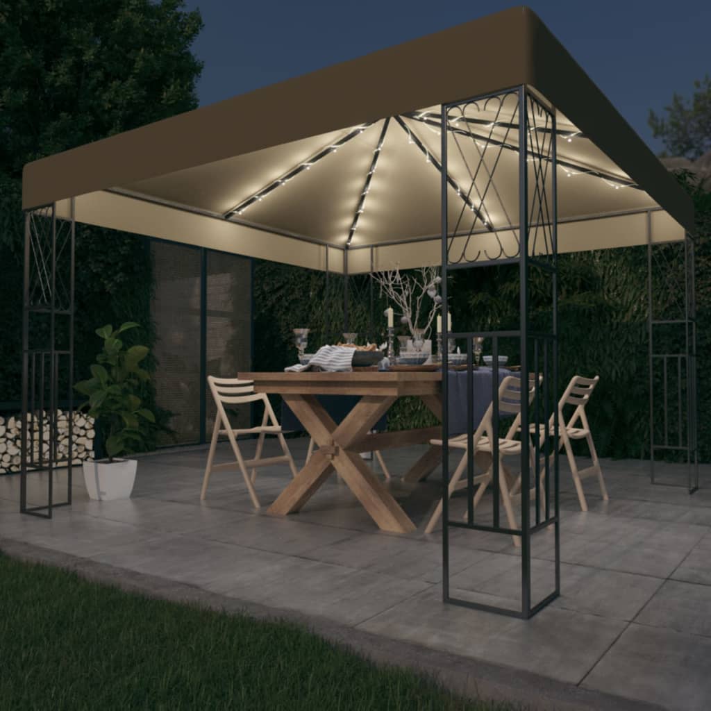 Pavillon Mit Led-Lichterkette Stoff