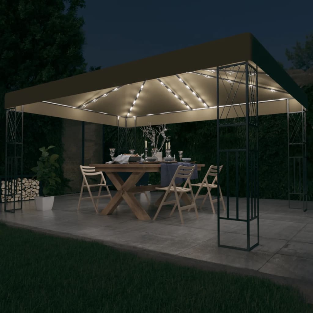 Pavillon Mit Led-Lichterkette Stoff