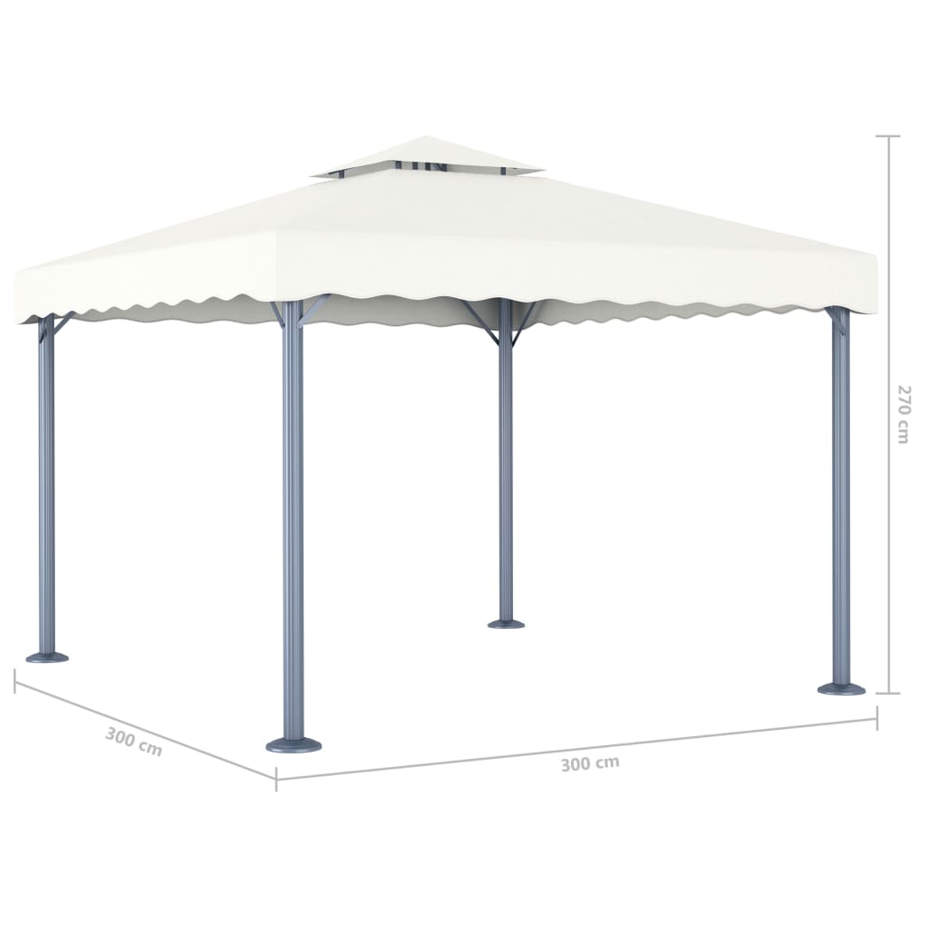 Pavillon Mit Led-Lichterkette 300X300 Cm Weiß Aluminium