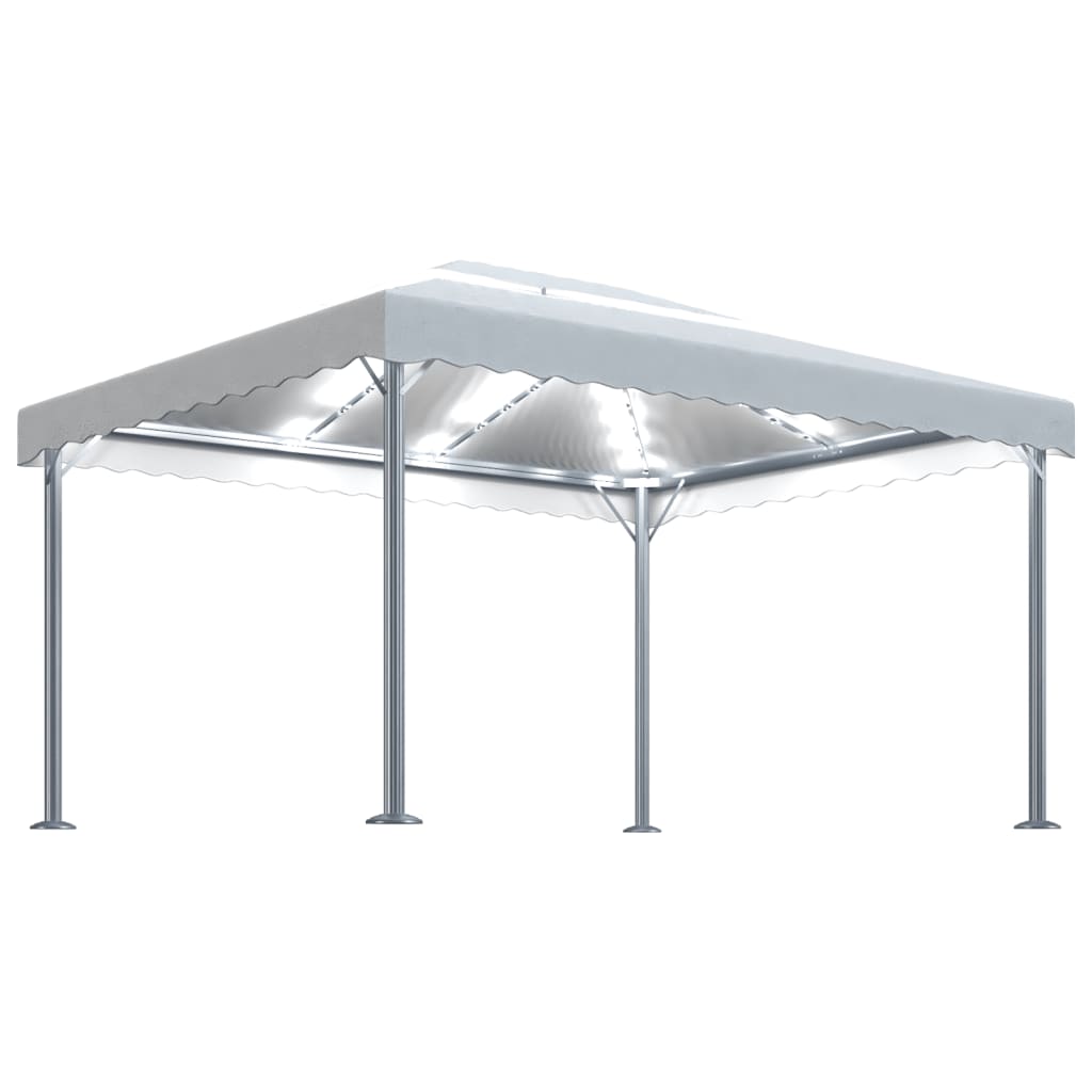 Pavillon Mit Led-Lichterkette 400X300 Cm Weiß Aluminium