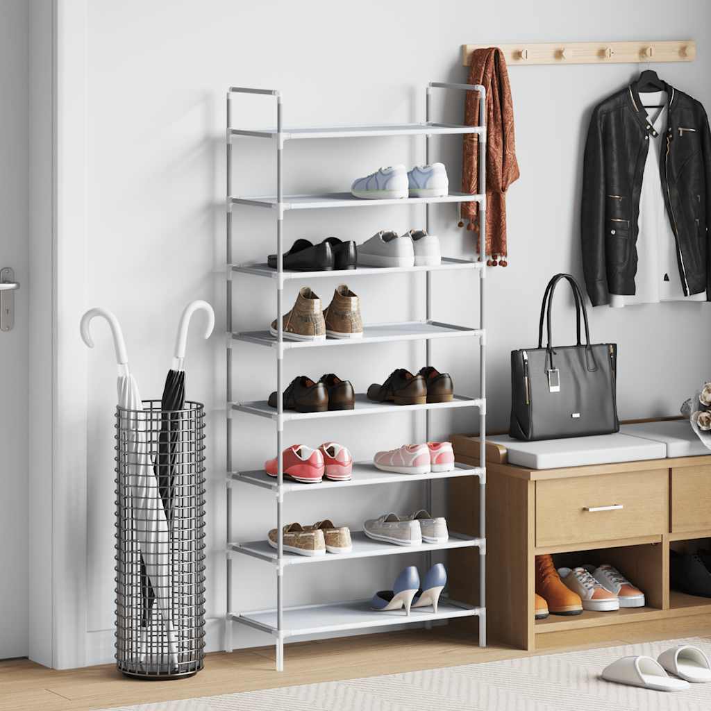 Schuhregal Mit 10 Ablagen Metall Und Vliesstoff N Silber