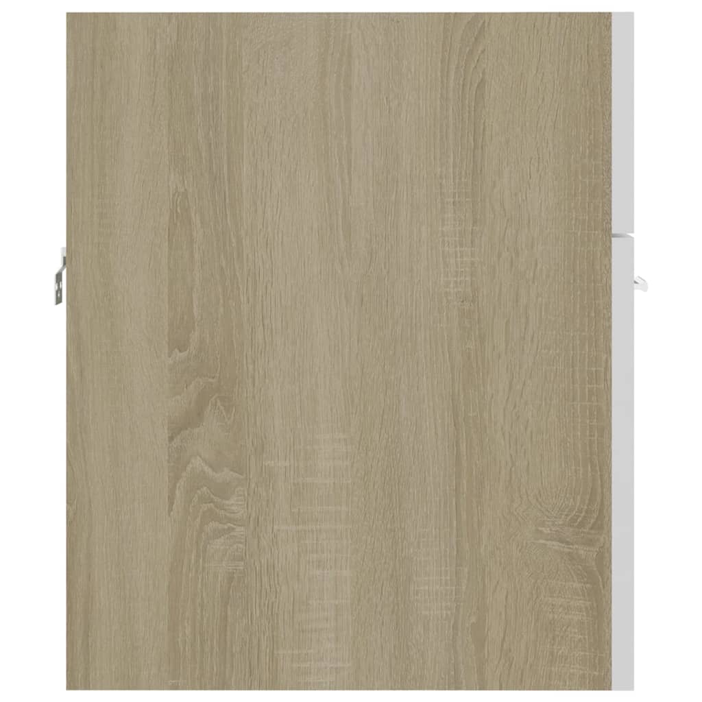 Waschbeckenunterschrank Mit Einbaubecken Weiß Und Sonoma-Eiche