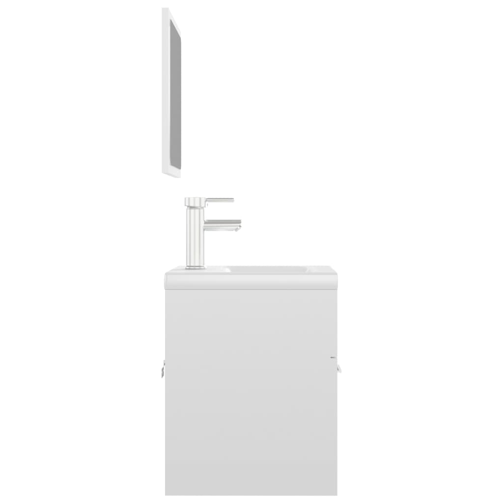 Badmöbel-Set Holzwerkstoff Hochglanz-Weiß