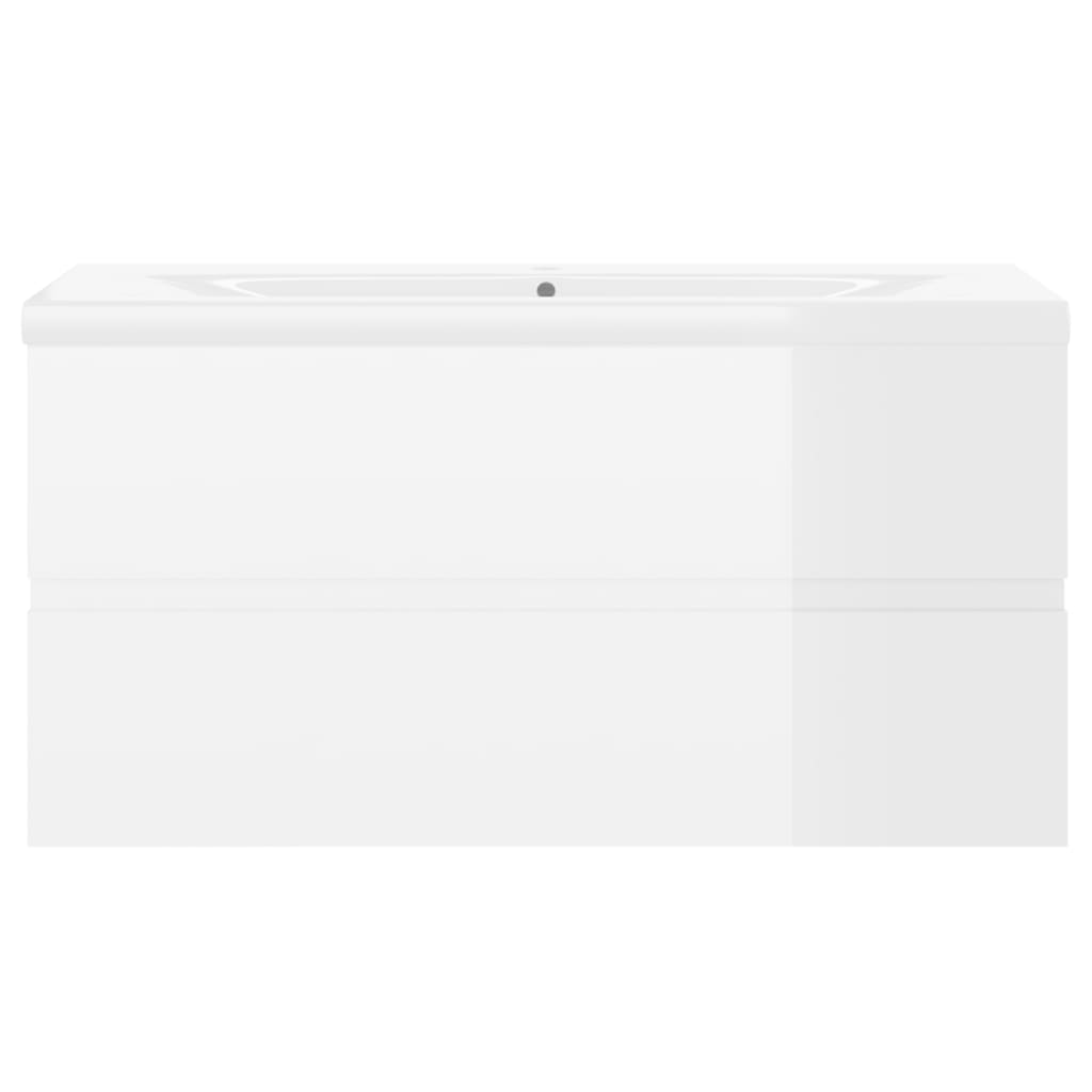 Waschbeckenunterschrank Mit Einbaubecken Hochglanz-Weiß