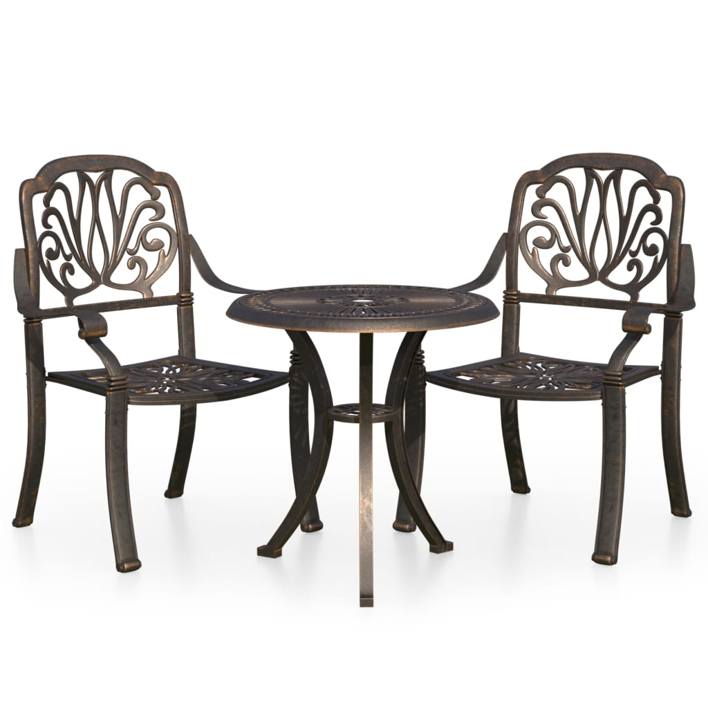 3-Tlg. Bistro-Set Aluminiumguss Bronzen