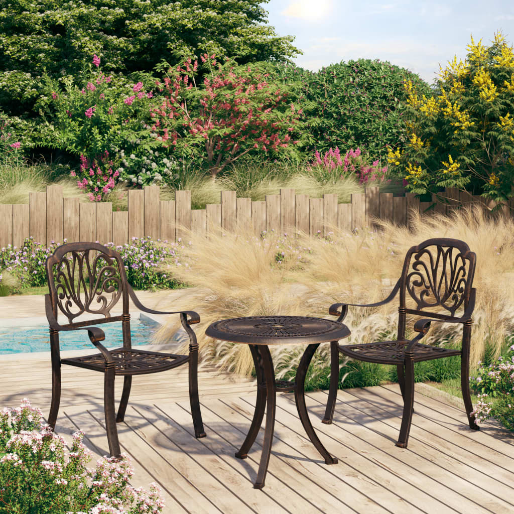 3-Tlg. Bistro-Set Aluminiumguss Bronzen
